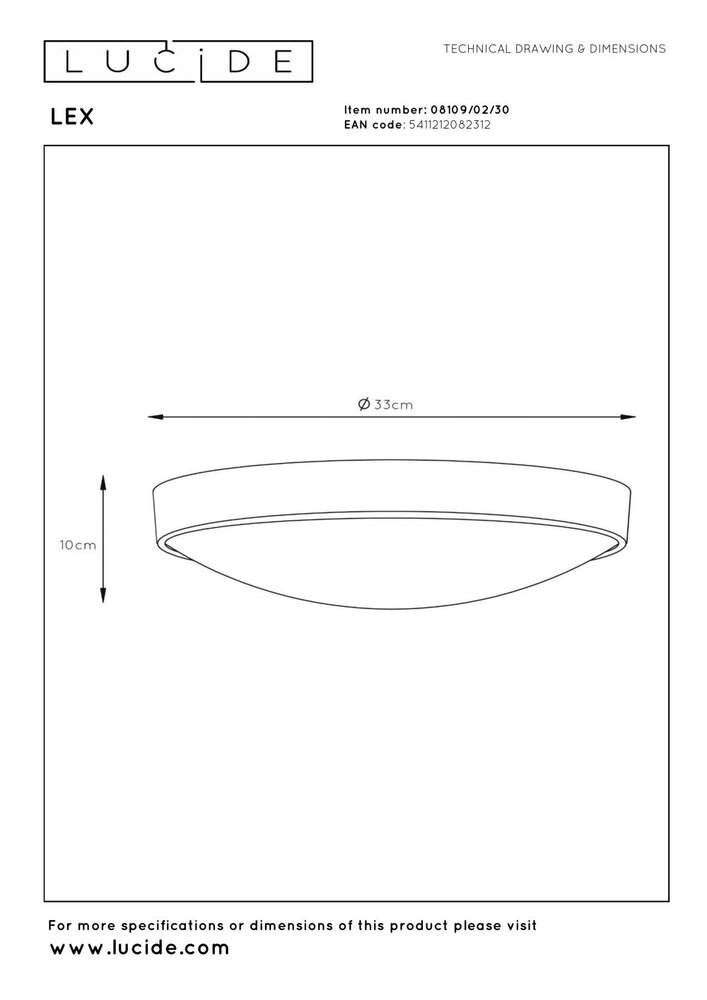 Lucide LEX - Plafonnière - Ø 33 cm - 2xE27 - Zwart Lucide LEX - Plafonnière - Ø 33 cm - 2xE27 - Zwart