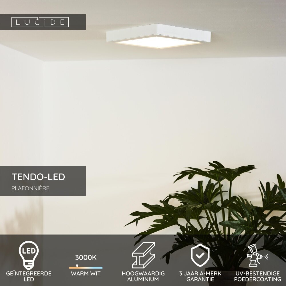 Lucide TENDO-LED - Plafonnière - LED - 1x18W 3000K - Wit Lucide TENDO-LED - Plafonnière - LED - 1x18W 3000K - Wit