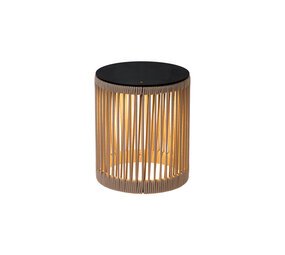 Lucide PINGI - Oplaadbare Vloerlamp Binnen/Buiten - Accu/Batterij - Ø 33,5 cm - LED 3 StepDim - 1x3W 3000K - IP44 - Taupe