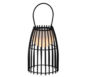 Lucide FJARA - Oplaadbare Tafellamp Binnen/Buiten - Accu/Batterij - Ø 17,5 cm - LED Dim to warm - 1x0,3W 3000K - IP44 - Zwart