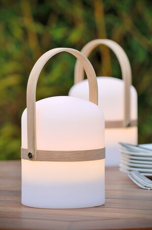 Lucide JOE - Oplaadbare Tafellamp Binnen/Buiten - Accu/Batterij - Ø 14,5 cm - LED Dimb. - 1x3W 3000K - IP44 - Wit Lucide JOE - Oplaadbare Tafellamp Binnen/Buiten - Accu/Batterij - Ø 14,5 cm - LED Dimb. - 1x3W 3000K - IP44 - Wit