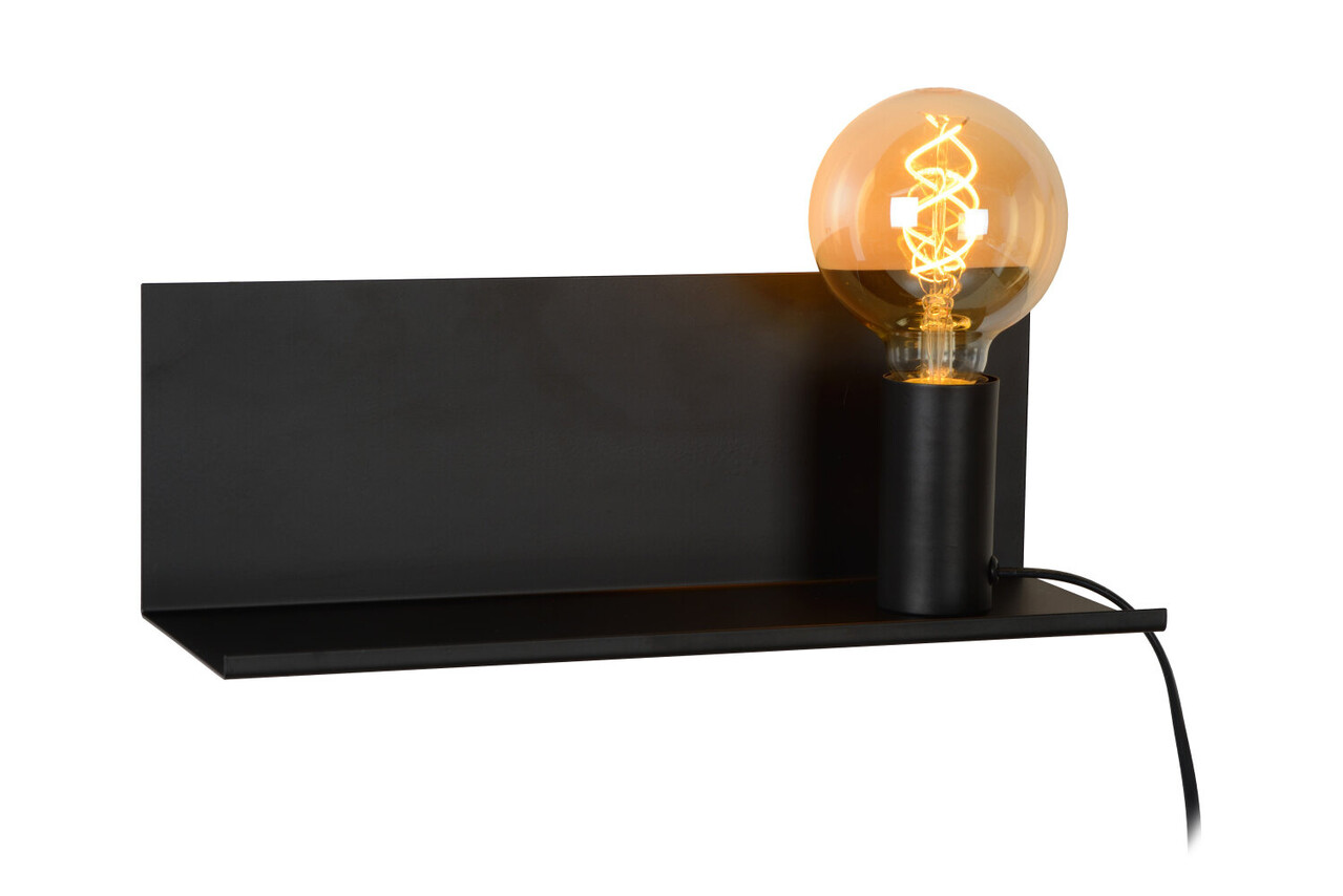 Lucide SEBO - Bedlamp / Wandlamp - 1xE27 - Zwart Lucide SEBO - Bedlamp / Wandlamp - 1xE27 - Zwart