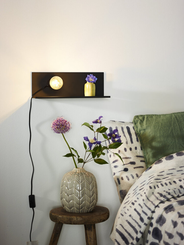 Lucide SEBO - Bedlamp / Wandlamp - 1xE27 - Zwart Lucide SEBO - Bedlamp / Wandlamp - 1xE27 - Zwart