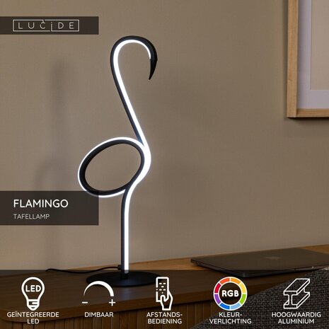 Lucide FLAMINGO - Tafellamp - LED Dimb. - RGB - Multicolor Lucide FLAMINGO - Tafellamp - LED Dimb. - RGB - Multicolor