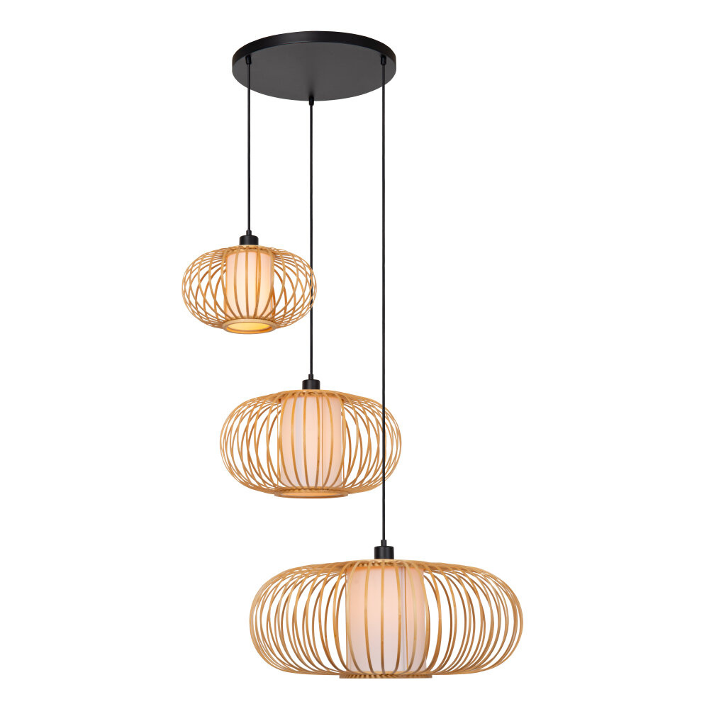Lucide THULINE - Hanglamp - 1xE27 - Lichte houtlook - Essential
