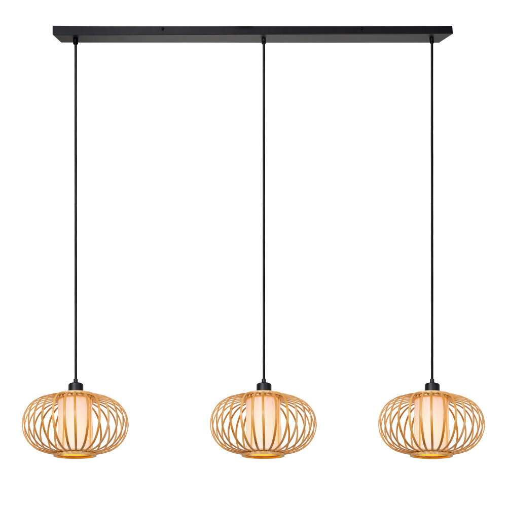 Lucide THULINE - Hanglamp - 3xE27 - Lichte houtlook - Essential