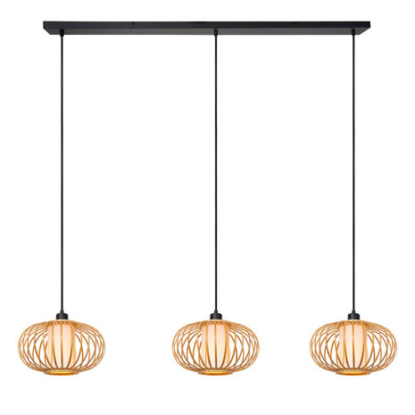 Lucide THULINE - Hanglamp - 3xE27 - Lichte houtlook - Essential