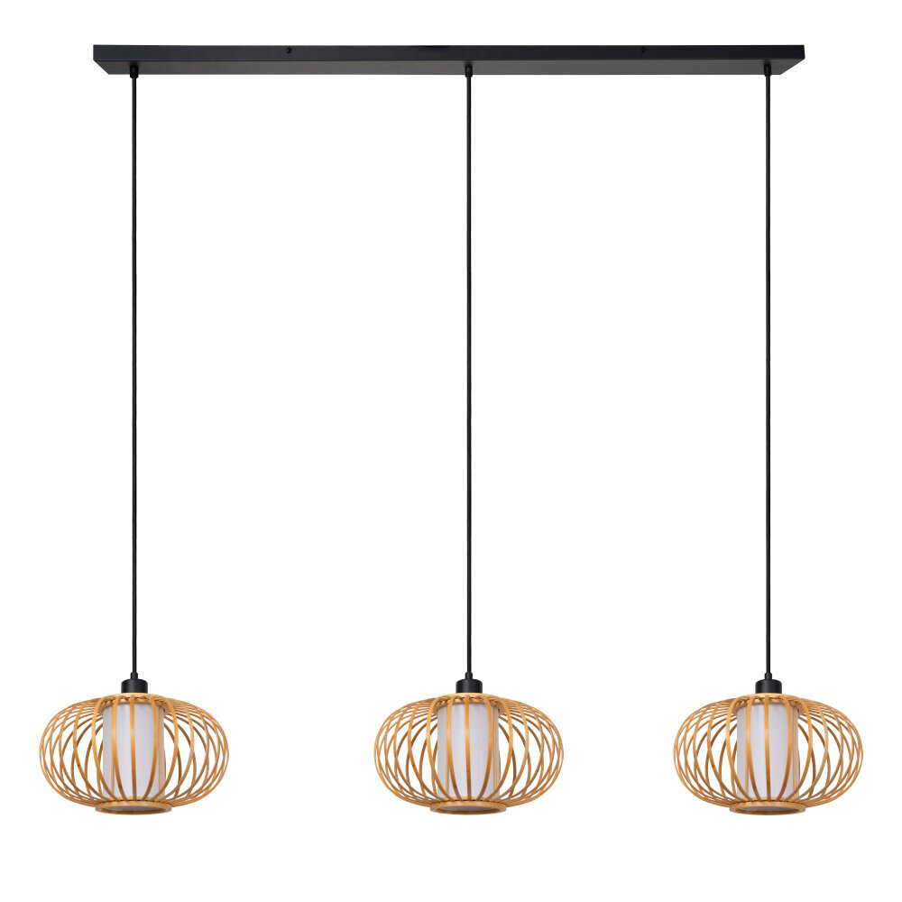 Lucide THULINE - Hanglamp - 3xE27 - Lichte houtlook - Essential