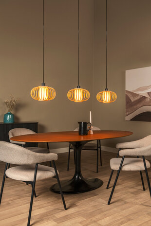 Lucide THULINE - Hanglamp - 3xE27 - Lichte houtlook - Essential