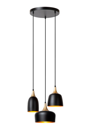 Lucide CHAYANNE - Hanglamp - Ø 30 cm - 3xE14 - Zwart Lucide CHAYANNE - Hanglamp - Ø 30 cm - 3xE14 - Zwart
