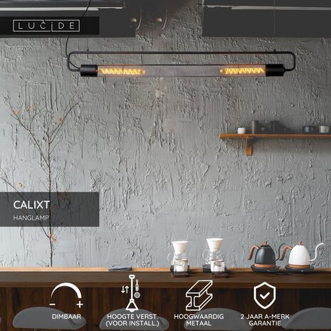Lucide CALIXT - Hanglamp - 2xE27 - Zwart