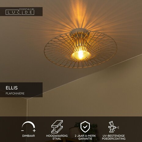 Lucide ELLIS - Plafonnière - Ø 50 cm - 1xE27 - Taupe - Essential Lucide ELLIS - Plafonnière - Ø 50 cm - 1xE27 - Taupe - Essential