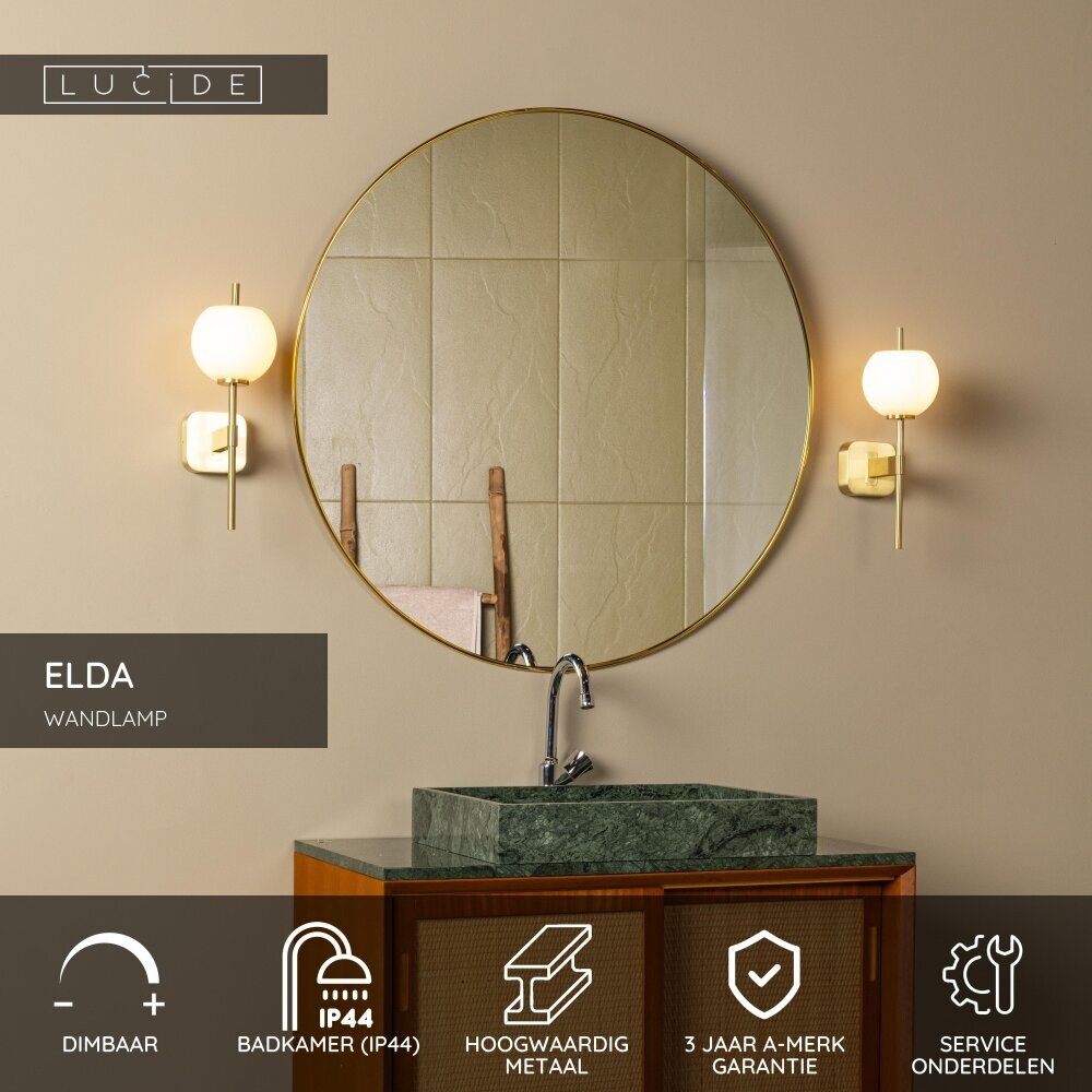 Lucide ELDA - Wandlamp Badkamer - 1xG9 - IP44 - Mat Goud / Messing