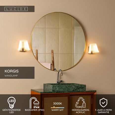 Lucide KORGIS - Wandlamp Badkamer - LED - 1x10W 3000K - IP44 - Transparant Lucide KORGIS - Wandlamp Badkamer - LED - 1x10W 3000K - IP44 - Transparant