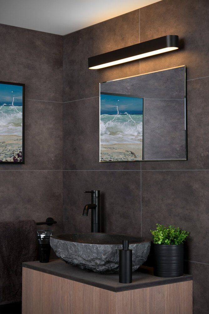 Lucide MADELON - Wandlamp Badkamer - LED - 1x9W 2700K - IP44 - Zwart Lucide MADELON - Wandlamp Badkamer - LED - 1x9W 2700K - IP44 - Zwart
