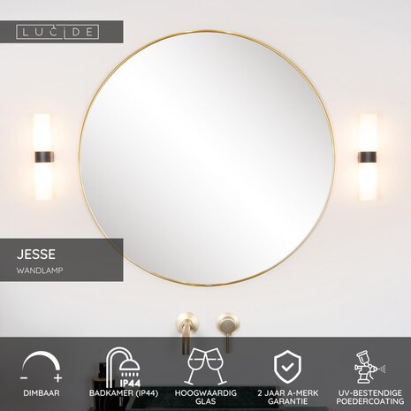 Lucide JESSE - Wandlamp Badkamer - 2xG9 - IP44 - Zwart Lucide JESSE - Wandlamp Badkamer - 2xG9 - IP44 - Zwart