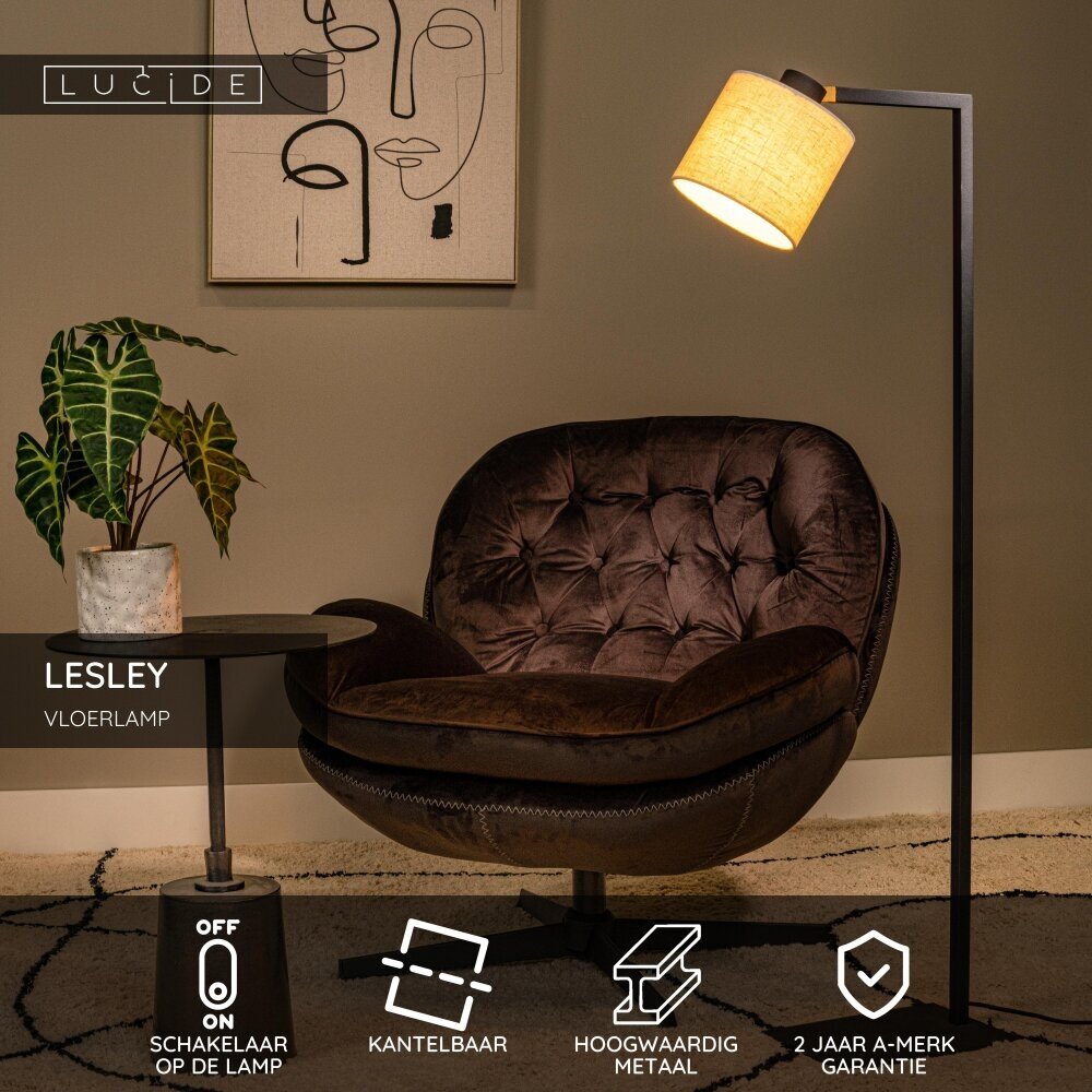 Lucide LESLEY - Vloerlamp - 1xE27 - Zwart Lucide LESLEY - Vloerlamp - 1xE27 - Zwart