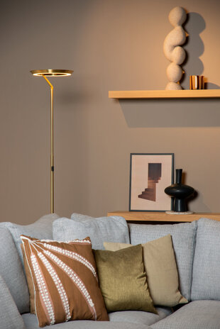 Lucide CELESTE - Vloerlamp - Ø 28 cm - LED Dimb. - 1x21W 2700K - Mat Goud / Messing