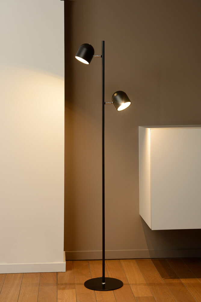 Lucide SKANSKA - Vloerlamp - LED 3 StepDim - 2x5W 3000K - Zwart Lucide SKANSKA - Vloerlamp - LED 3 StepDim - 2x5W 3000K - Zwart