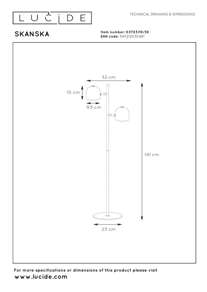 Lucide SKANSKA - Vloerlamp - LED 3 StepDim - 2x5W 3000K - Zwart Lucide SKANSKA - Vloerlamp - LED 3 StepDim - 2x5W 3000K - Zwart