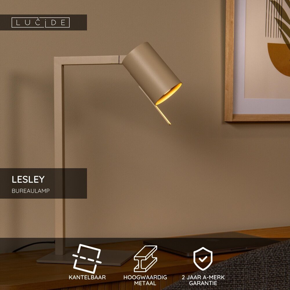 Lucide LESLEY - Bureaulamp - 1xGU10 (MR16) - Taupe Lucide LESLEY - Bureaulamp - 1xGU10 (MR16) - Taupe