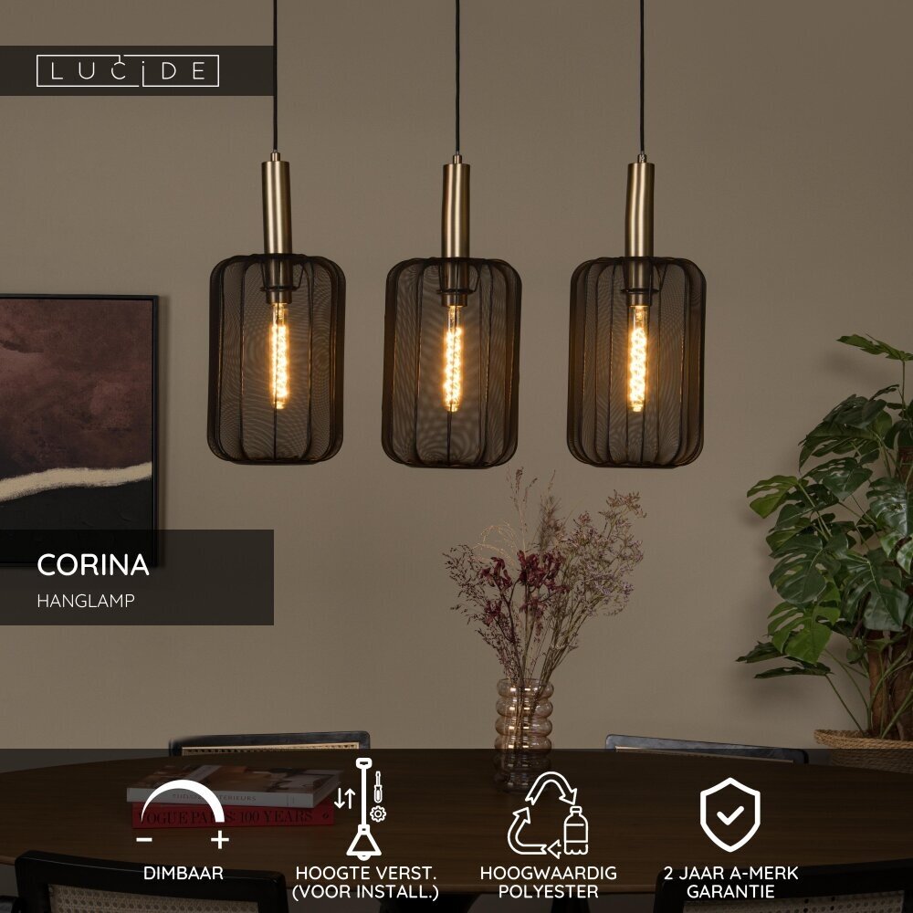 Lucide CORINA - Hanglamp - 3xE27 - Zwart Lucide CORINA - Hanglamp - 3xE27 - Zwart
