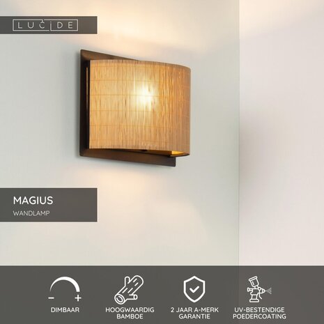 Lucide MAGIUS - Wandlamp - 1xE27 - Naturel Lucide MAGIUS - Wandlamp - 1xE27 - Naturel