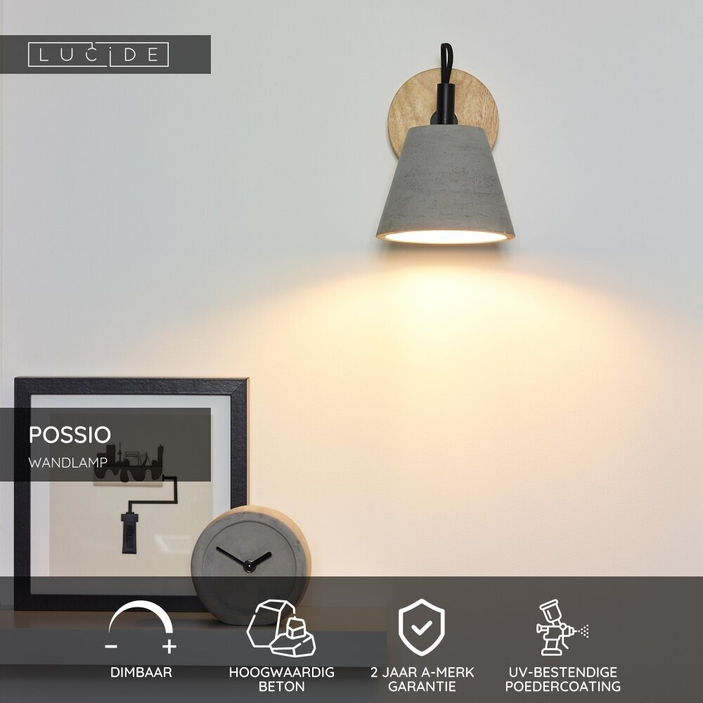 Lucide POSSIO - Wandlamp - 1xE14 - Grijs Lucide POSSIO - Wandlamp - 1xE14 - Grijs