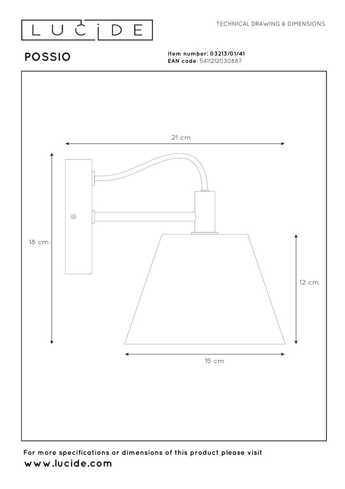Lucide POSSIO - Wandlamp - 1xE14 - Grijs Lucide POSSIO - Wandlamp - 1xE14 - Grijs
