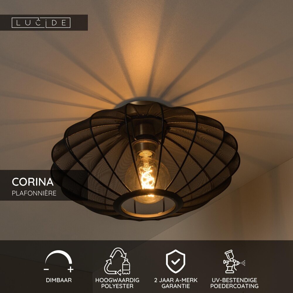 Lucide CORINA - Plafonnière - Ø 40 cm - 1xE27 - Zwart Lucide CORINA - Plafonnière - Ø 40 cm - 1xE27 - Zwart