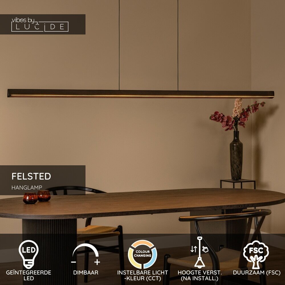 Lucide FELSTED - Hanglamp - LED Dimb. - CCT - 1x28W 2200K/4000K - Zwart - Vibes