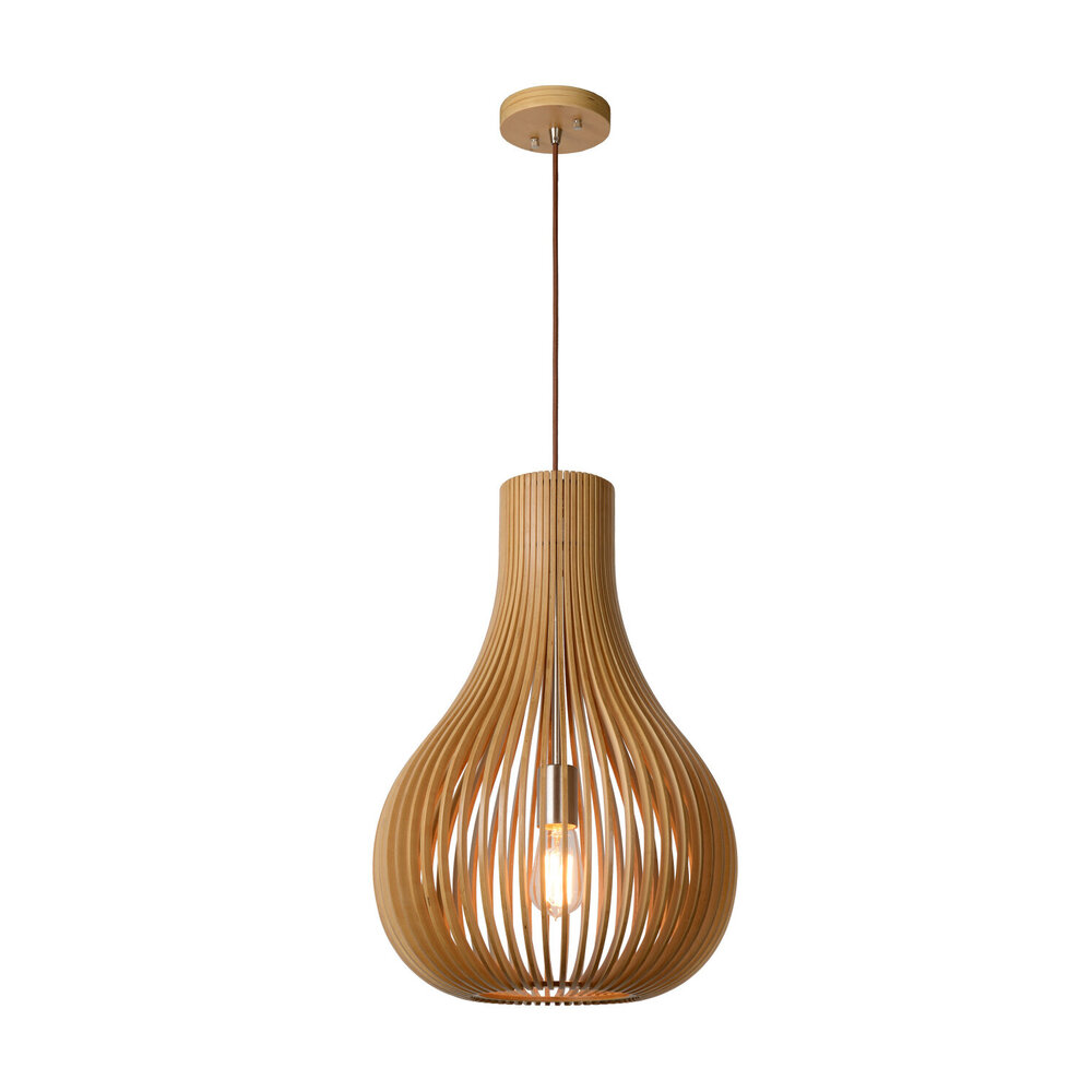 Lucide BODO - Hanglamp - Ø 38 cm - 1xE27 - Lichte houtlook