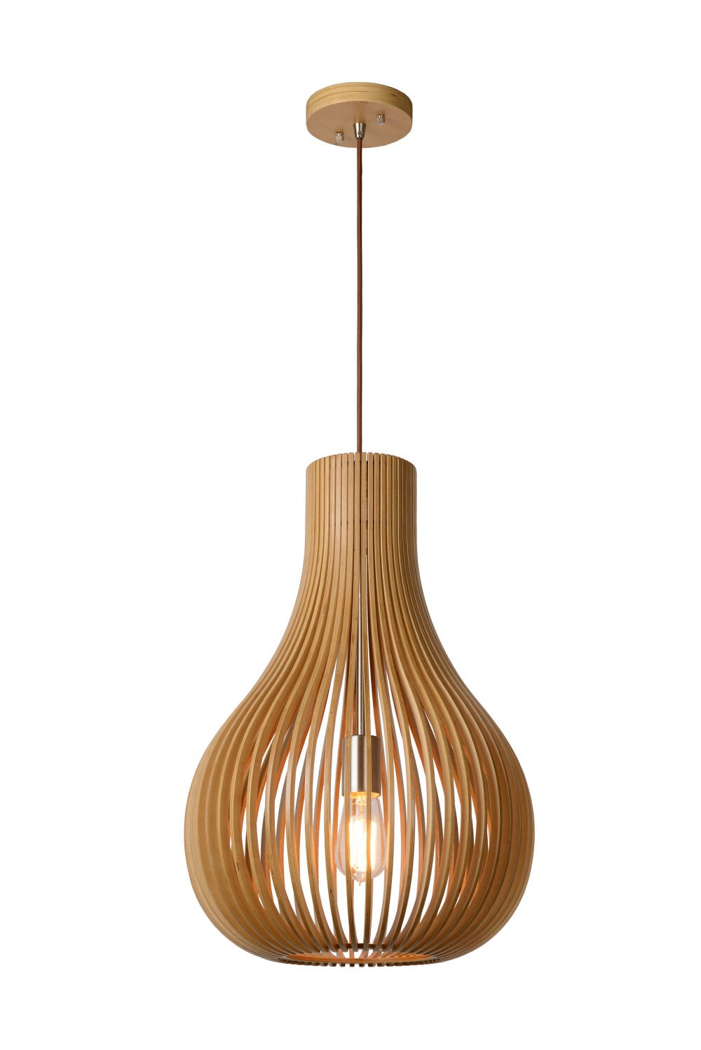 Lucide BODO - Hanglamp - Ø 38 cm - 1xE27 - Lichte houtlook