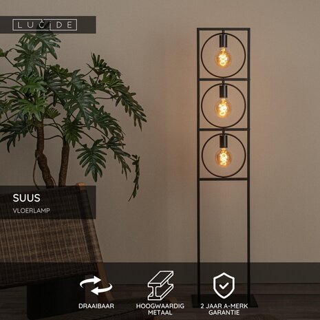 Lucide SUUS - Vloerlamp - 3xE27 - Zwart Lucide SUUS - Vloerlamp - 3xE27 - Zwart