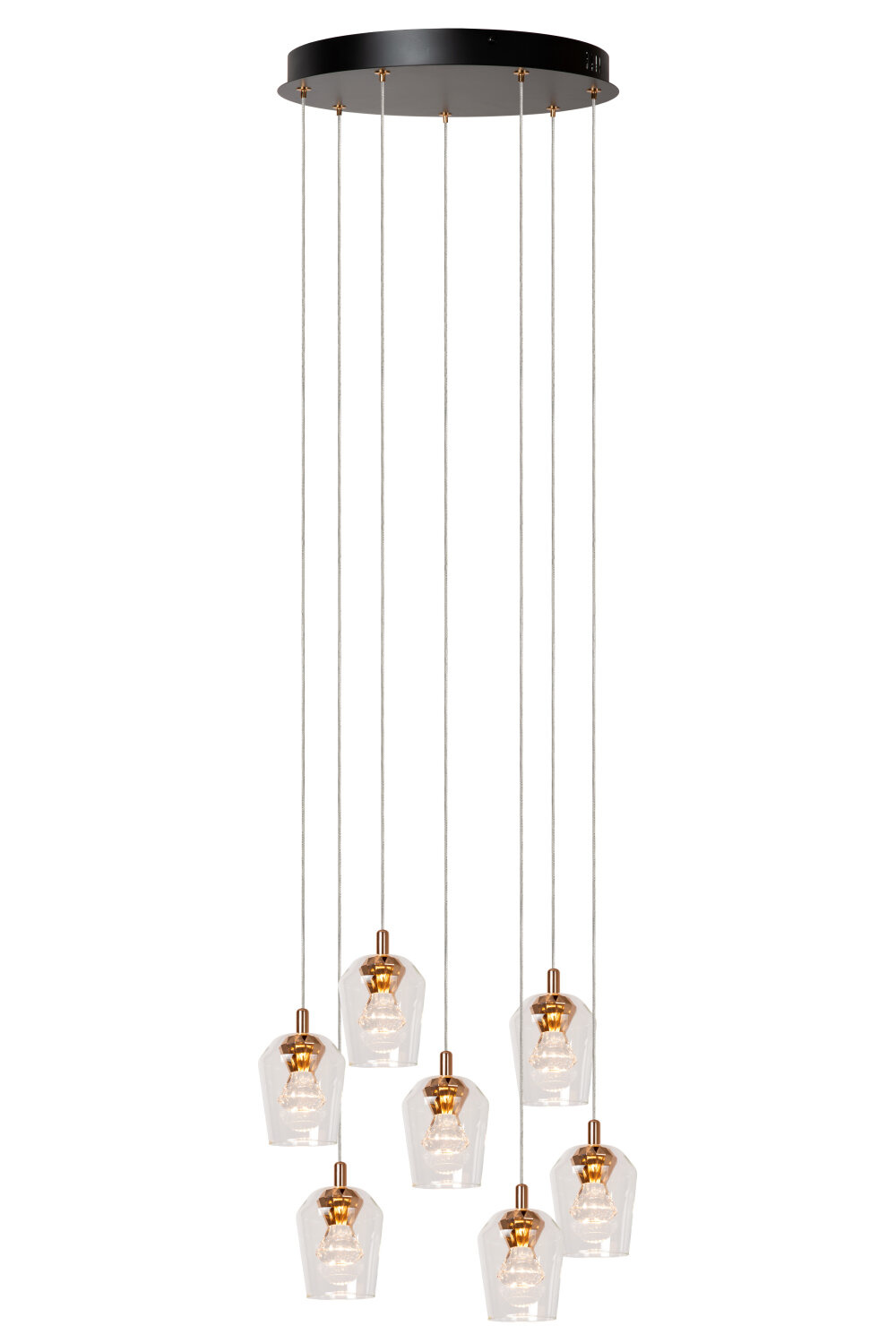 Lucide BERLIANE - Hanglamp - Ø 39 cm - LED Dimb. - 7x4W 2700K - Met vervangbare LED-module - Transparant - Essential
