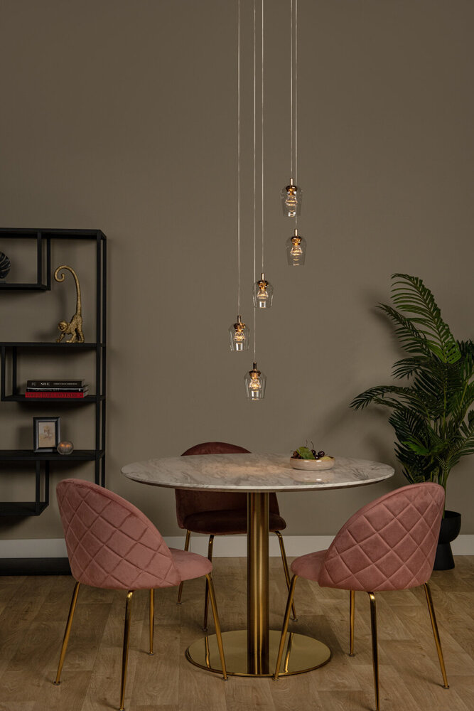 Lucide BERLIANE - Hanglamp - Ø 34 cm - LED Dimb. - 5x4W 2700K - Met vervangbare LED-module - Transparant - Essential