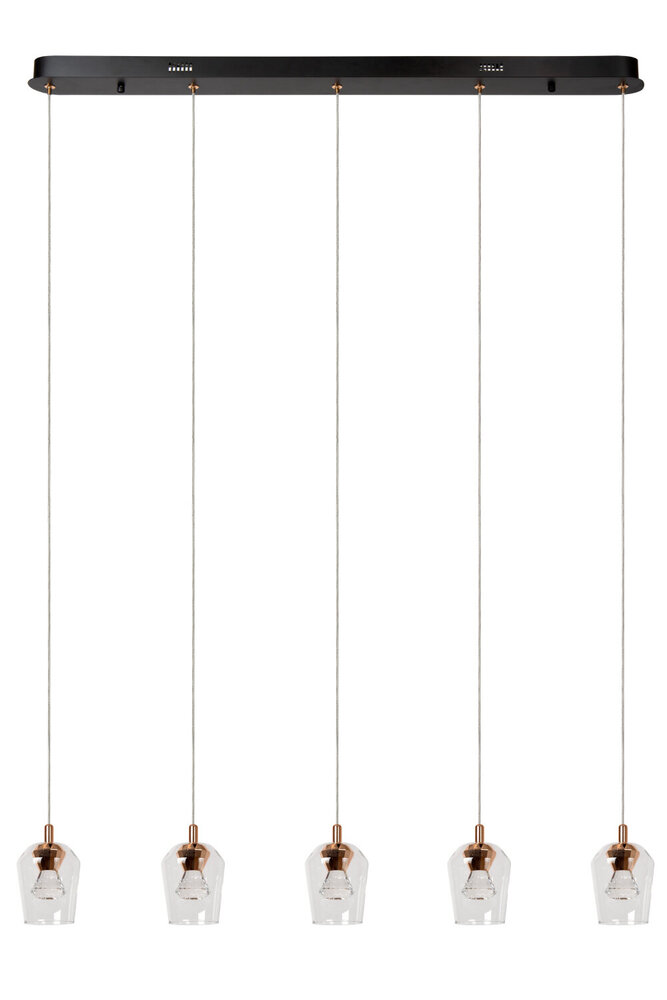 Lucide BERLIANE - Hanglamp - LED Dimb. - 5x4W 2700K - Met vervangbare LED-module - Transparant - Essential