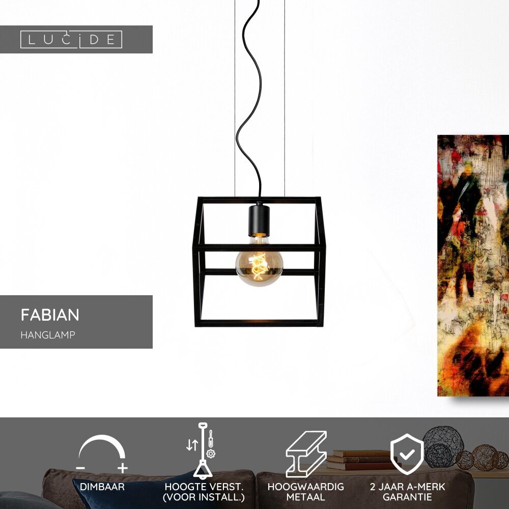 Lucide FABIAN - Hanglamp - 1xE27 - Zwart Lucide FABIAN - Hanglamp - 1xE27 - Zwart
