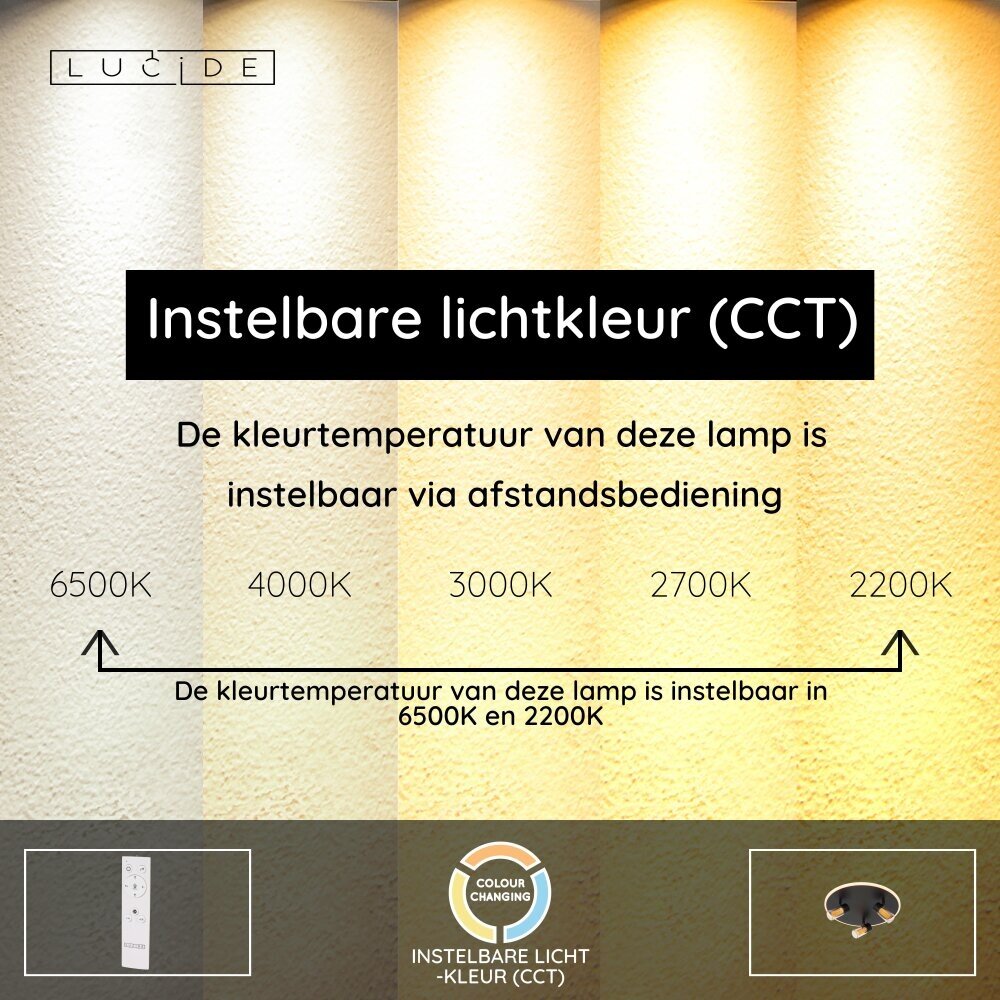 Lucide EVERINA - Plafonnière - Ø 40 cm - LED Dimb. - CCT - 2200K/6500K - Zwart - Essential