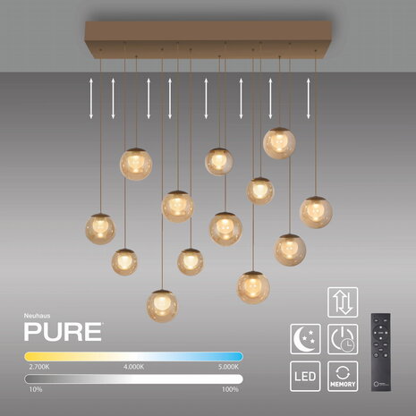 Neuhaus PURE Hanglamp Popup 13 lichts L 100 cm comfortlift champagne