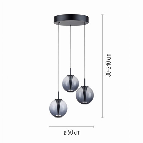 Neuhaus PURE Hanglamp E-Infinity 3 lichts  Ø 50 cm antraciet