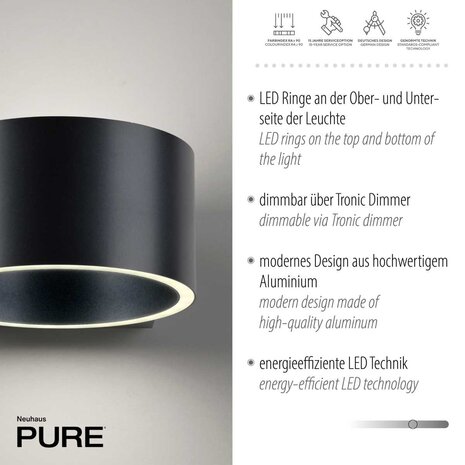 Neuhaus PURE Wandlamp Clipse Ø 15 cm antraciet Neuhaus PURE Wandlamp Clipse Ø 15 cm antraciet