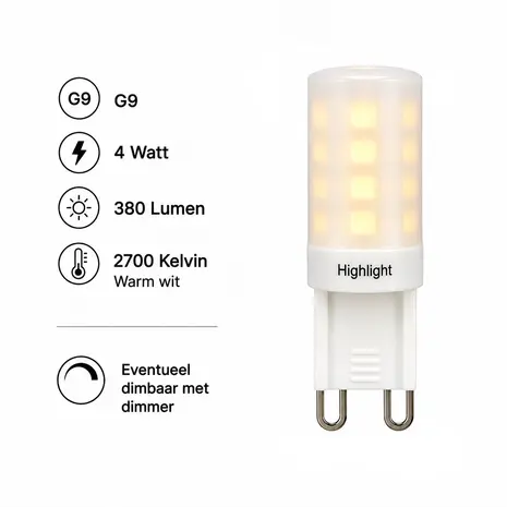 Highlight LED G9 lamp 4 Watt DIM