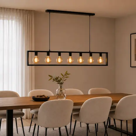 Freelight Hanglamp Distesa 7 lichts L 168 cm zwart