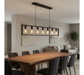 Freelight Hanglamp Distesa 7 lichts L 168 cm zwart