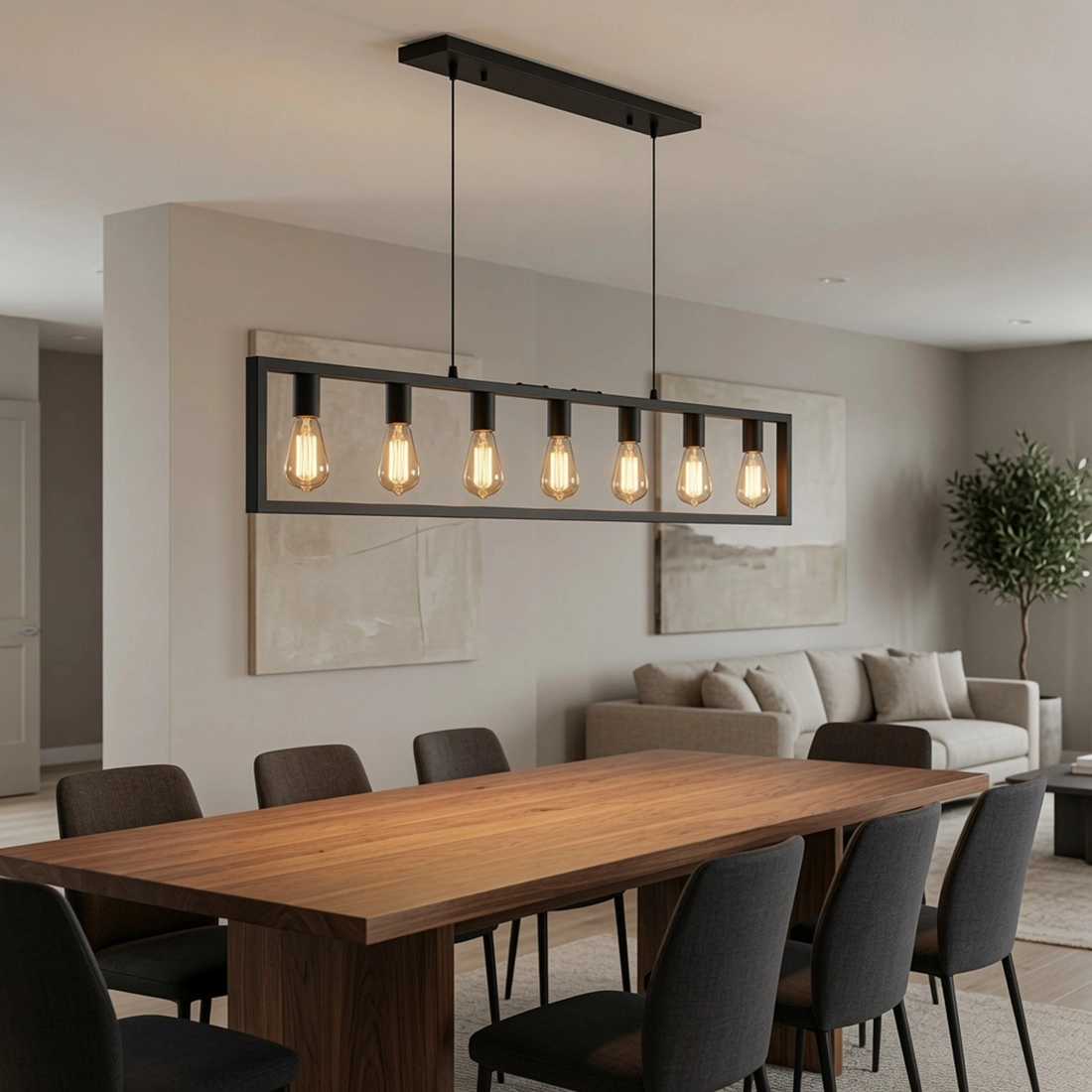 Freelight Hanglamp Distesa 7 lichts L 168 cm zwart