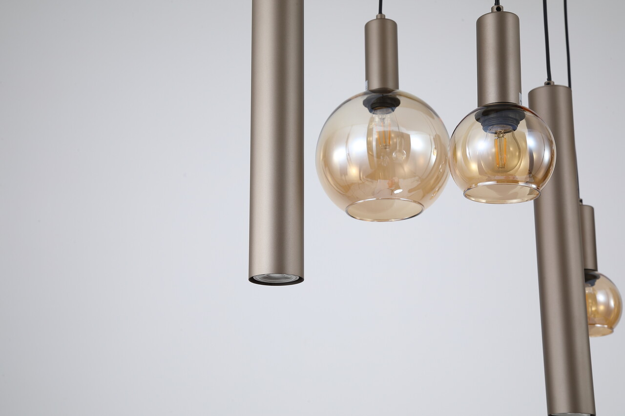 Searchlight Hanglamp Lyon 8 lichts L 140 cm brons goud Searchlight Hanglamp Lyon 8 lichts L 140 cm brons goud
