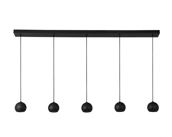 Searchlight Hanglamp Eindhoven 5 lichts L 160 cm zwart Searchlight Hanglamp Eindhoven 5 lichts L 160 cm zwart
