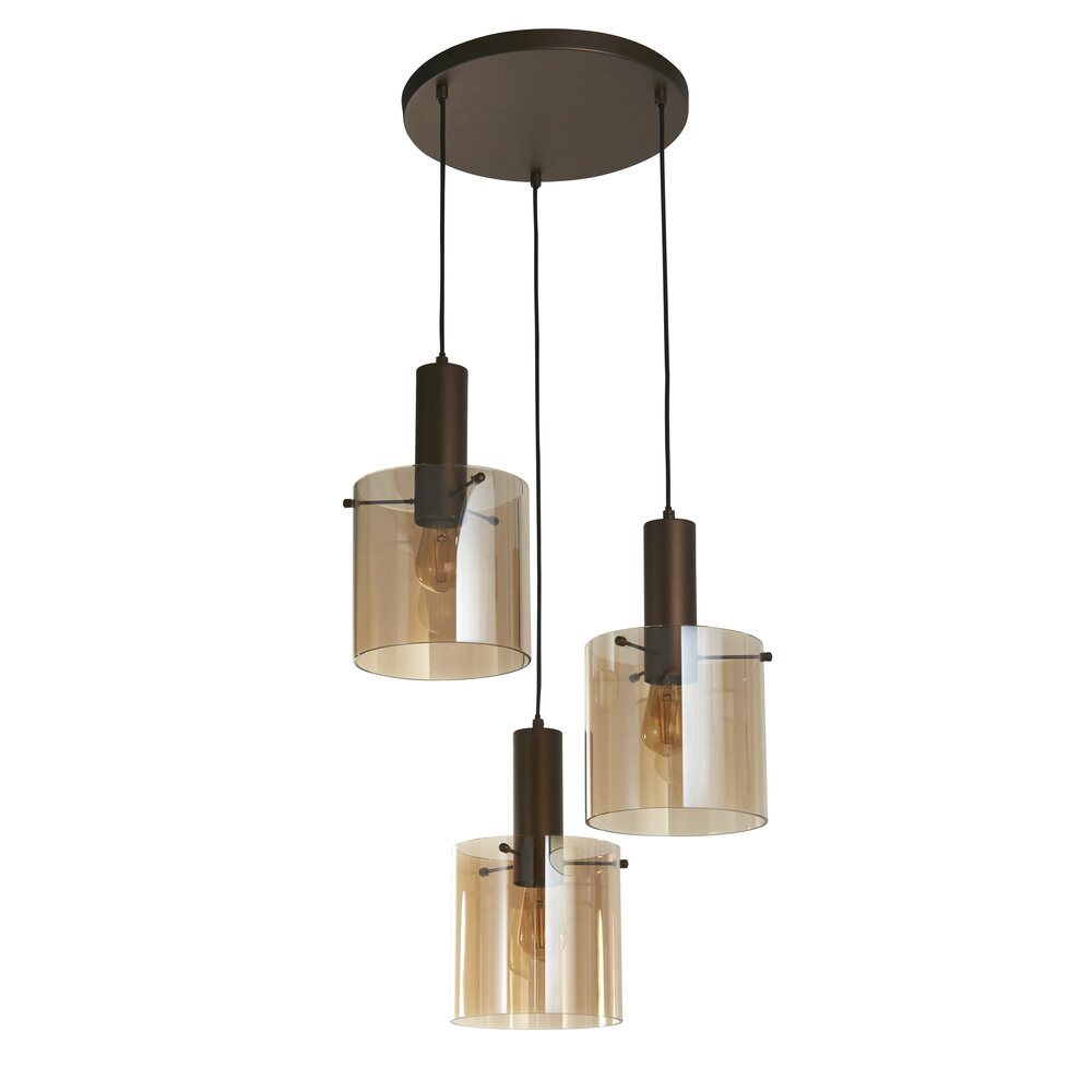 Searchlight Hanglamp Sweden 3 lichts Ø 47 cm bruin Searchlight Hanglamp Sweden 3 lichts Ø 47 cm bruin