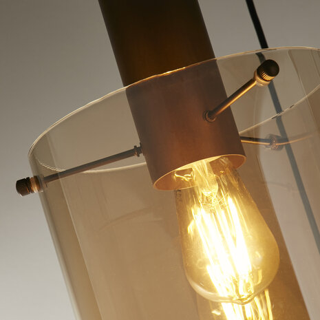 Searchlight Hanglamp Sweden 3 lichts Ø 47 cm bruin Searchlight Hanglamp Sweden 3 lichts Ø 47 cm bruin